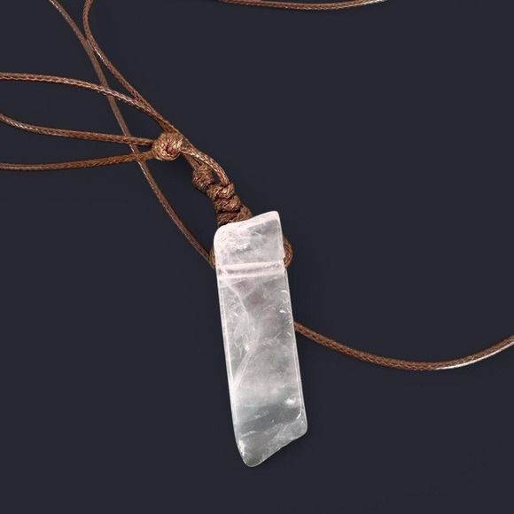 Rose Quartz Stone Pendant Necklace - Picture 1 of 4